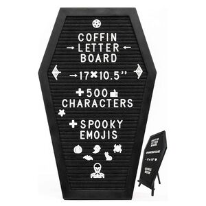 Black Coffin Letter Board with Stand